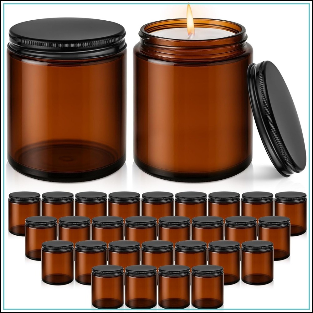 Amber Jar Candle - 30 Pcs 8oz Amber Glass Jars