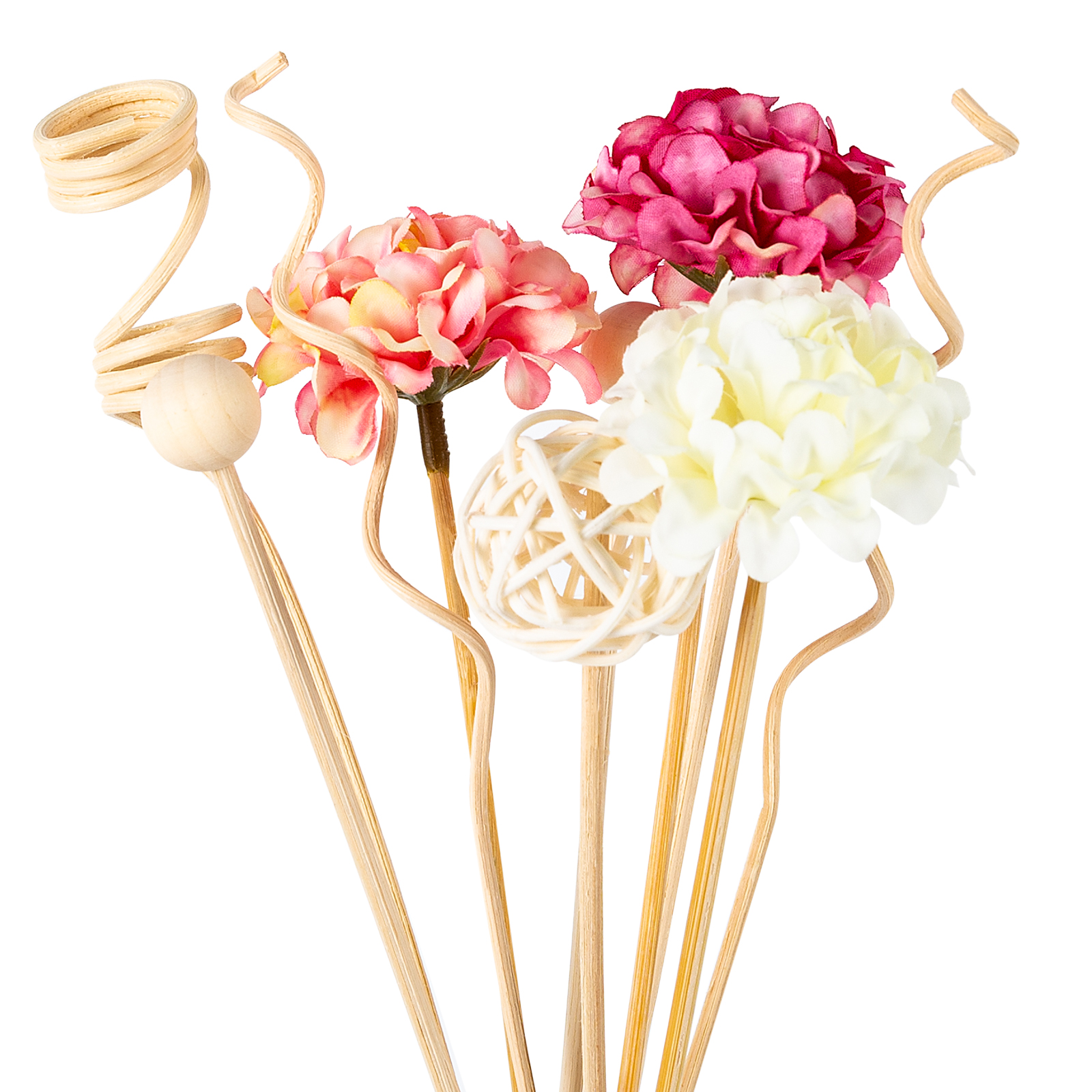 Reed Diffuser Set - NEW 10PCS Pink Hydrangea Flower Rattan