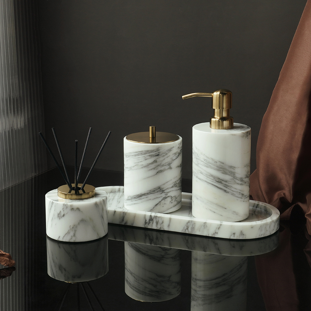 Reed Diffuser Set - White Arabescato Natural Marble Bathroom Set