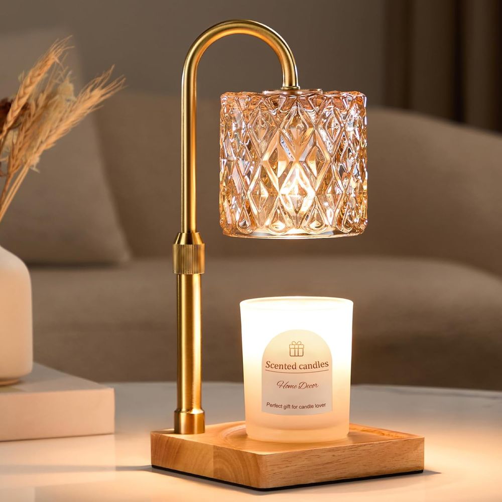 Amber Jar Candle - Candle Warmer Lamp with Timer -