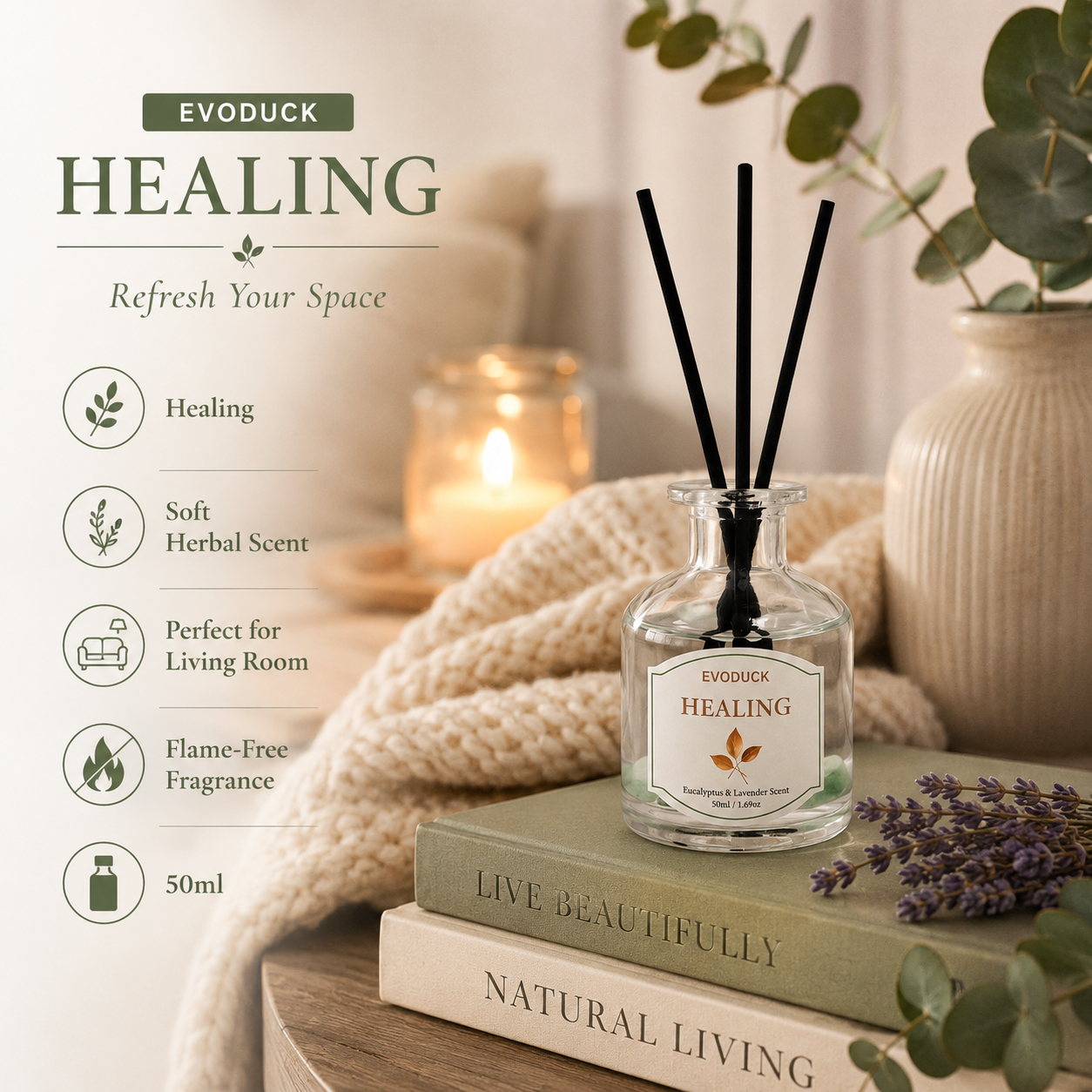 Home Fragrance Eucalyptus - Reed Diffuser 50ml Aromatherapy Fragrance Sticks