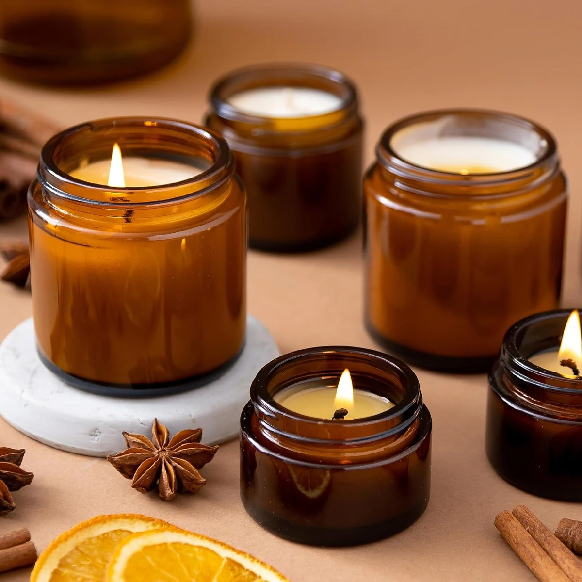 Glass Candle Jars, 4oz Amber R - Amber Jar Candle recensione e prezzo