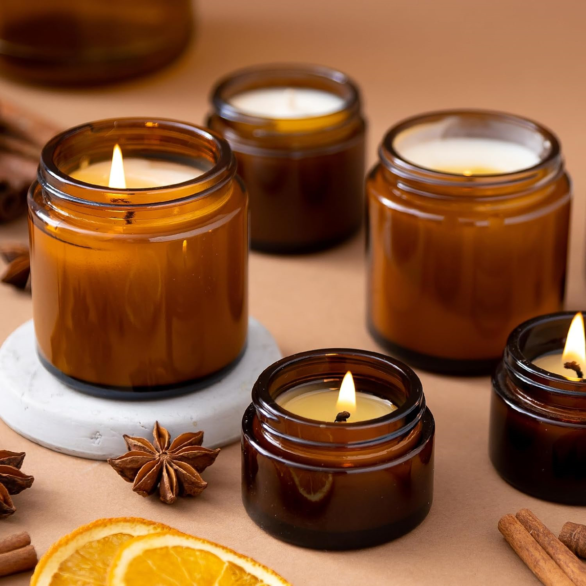 Glass Candle Jars, 4oz Amber R - Amber Jar Candle recensione e prezzo