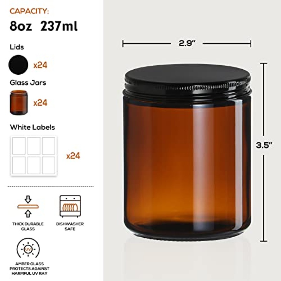 Pack, 8 OZ Thick Amber Candle  - Amber Jar Candle recensione e prezzo