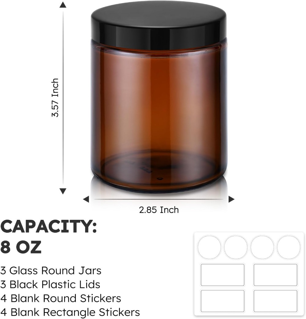 8oz Amber Glass Jars with Lids - Amber Jar Candle recensione e prezzo