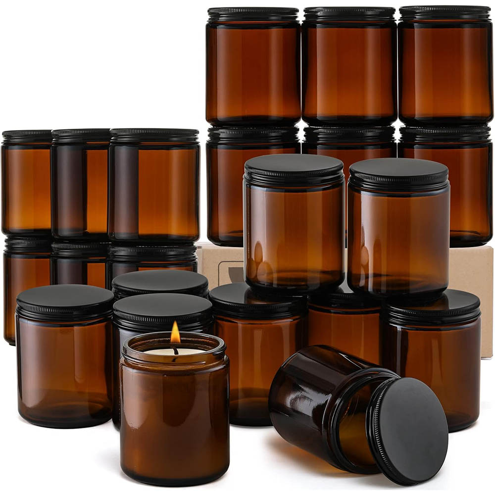 8oz Amber Glass Jars with Blac - Amber Jar Candle recensione e prezzo