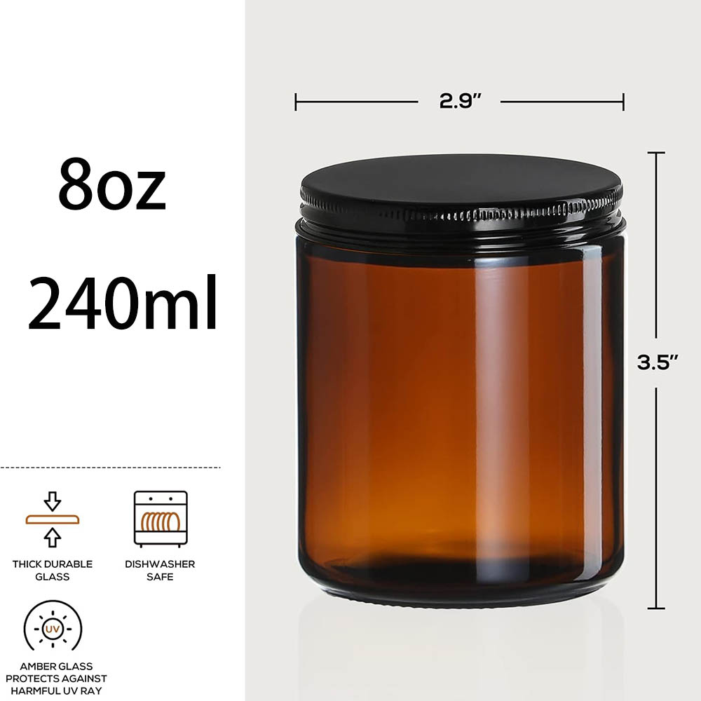 8oz Amber Glass Jars with Blac - Amber Jar Candle recensione e prezzo