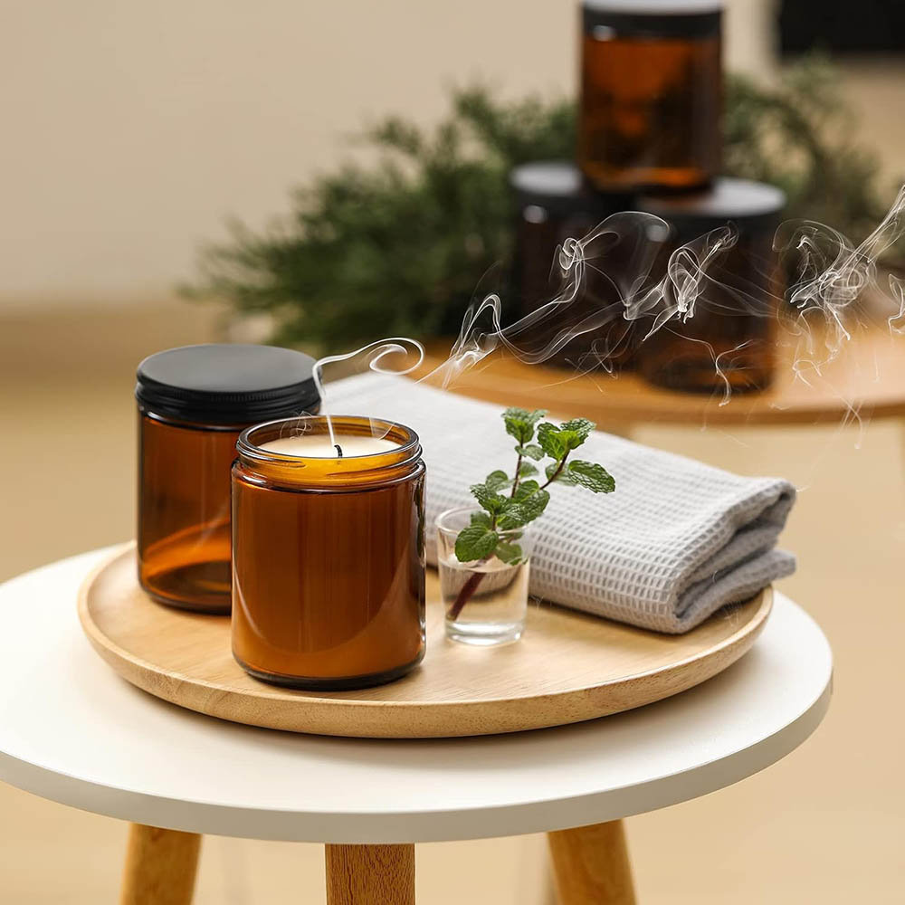 8oz Amber Glass Jars with Blac - Amber Jar Candle recensione e prezzo