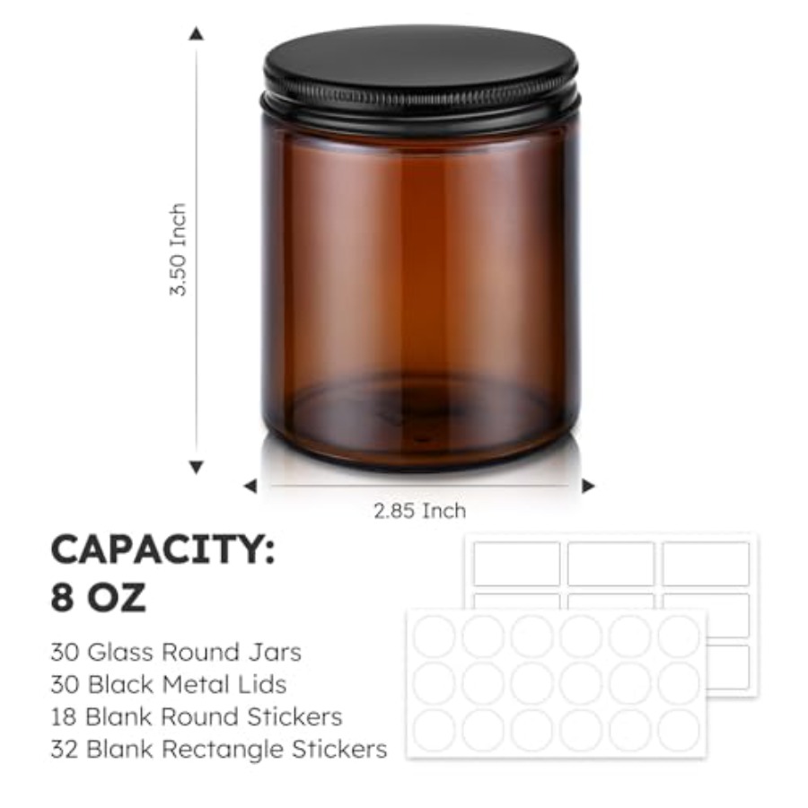 8oz Glass Jars with Lids, 30 P - Amber Jar Candle recensione e prezzo