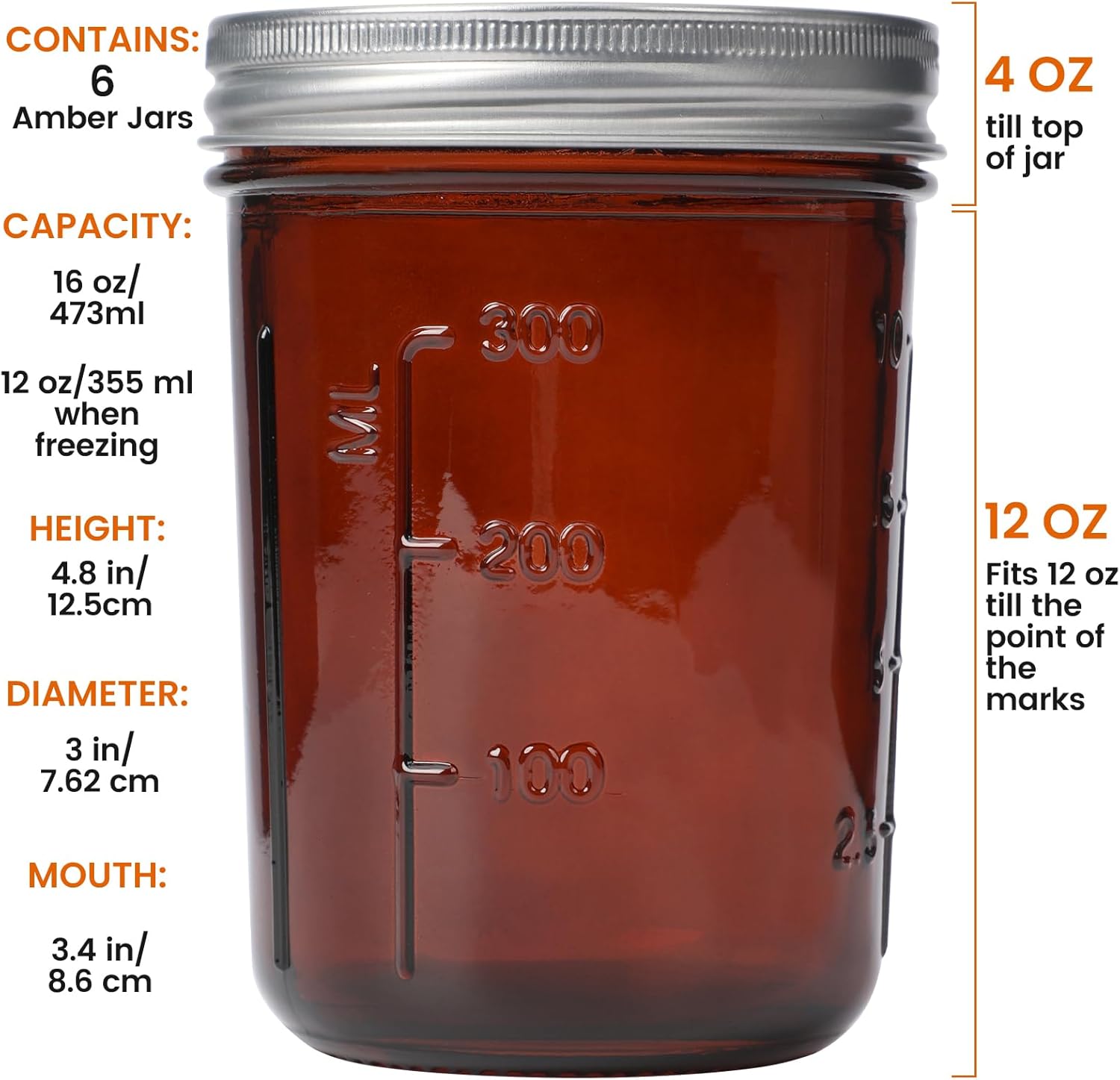 Amber Glass    Jars 16oz - 6 P - Amber Jar Candle recensione e prezzo