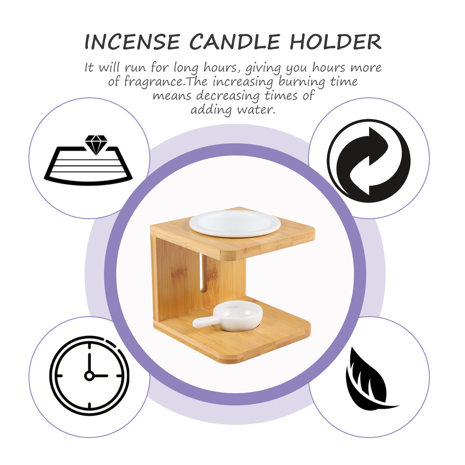 2Sets Bamboo Incense Burner Te - Wax Melt Burner recensione e prezzo