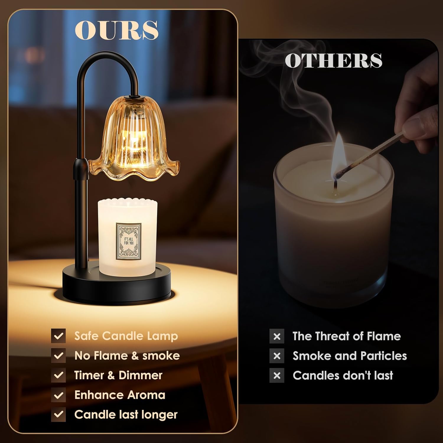 Candle Warmer Lamp with Timer, - Amber Jar Candle recensione e prezzo