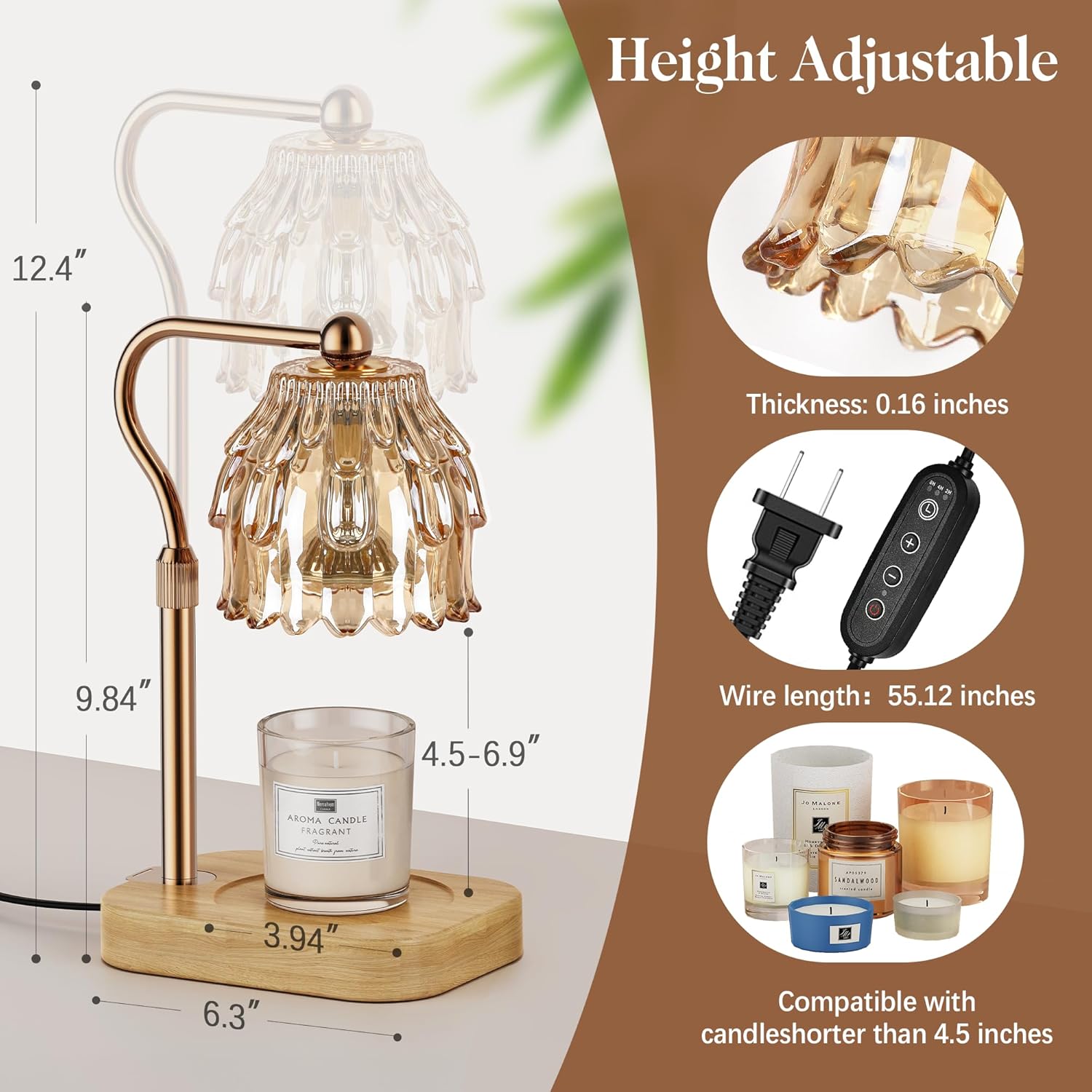 Candle Warmer Lamp with Timer  - Amber Jar Candle recensione e prezzo